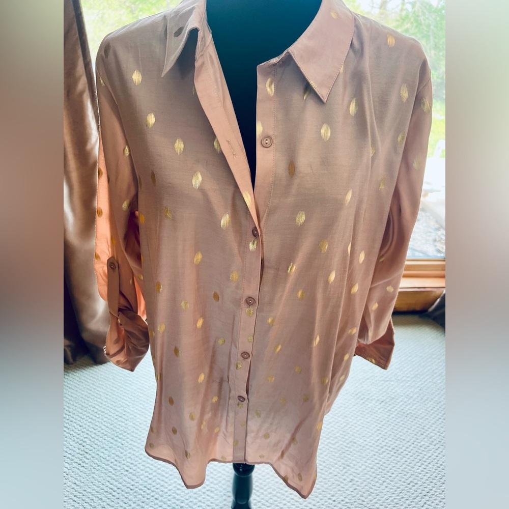 Rose gold blouse with metallic polka dots, medium, from boutique